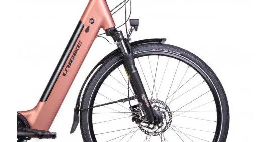 rower miejski elektryczny unibike optima 2024 koralowy 2